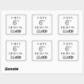 HAPPY 6TH BIRTHDAY, Art Deco Style, Custom Name Quadratischer Aufkleber (Blatt)