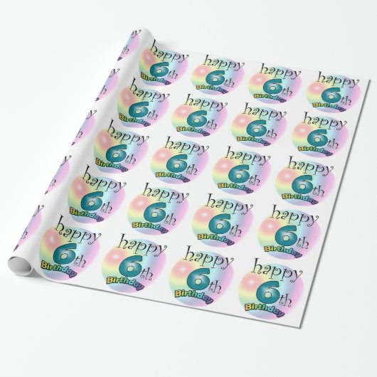 Happy 6th Birthday Geschenkpapier (Ungerollt)