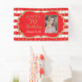 Happy 70. Geburtstag Banner Red Gold Glitzer Foto (Insitu)
