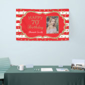 Happy 70. Geburtstag Banner Red Gold Glitzer Foto (Messeveranstaltung)