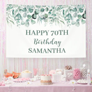 Happy 70. Geburtstag Eukalyptus Botanisch Rustikal Banner