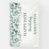 Happy 70. Geburtstag Eukalyptus Botanisch Rustikal Banner (Vertikal)