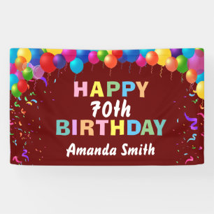 Happy 70. Geburtstag farbenfrohe Balloons Burgundy Banner