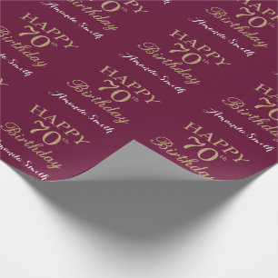 Happy 70. Geburtstag Gold Glitzer und Burgund Red Geschenkpapier