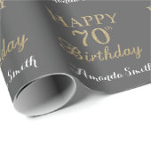 Happy 70. Geburtstag Gold Glitzer und Gray Geschenkpapier (Rolleneckpunkt)