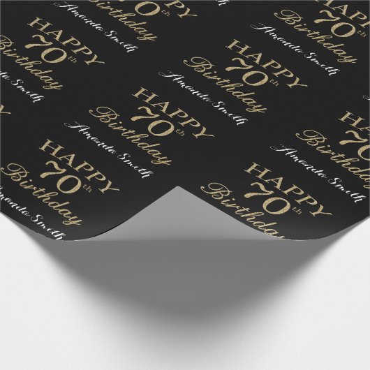 Happy 70. Geburtstag Gold Glitzer Wrapping Paper Geschenkpapier (Ecke)