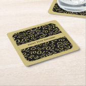 "Happy 70. Geburtstag" Gold/Schwarz Zahlenmuster Rechteckiger Pappuntersetzer (angewinkelt)