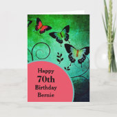 Happy 70. Geburtstag Green Butterfly anpassbar Karte (Vorderseite)