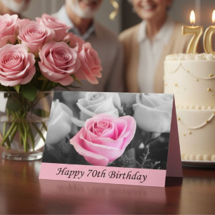Happy 70. Geburtstags-Rose Fotokarte Karte