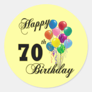 Happy 70. Geburtstagsgeschenke und Geburtstagsbekl Runder Aufkleber
