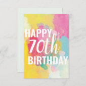 Happy 70. Geburtstagskarte ("Wasserfarben") (Vorne/Hinten)