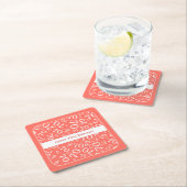 "Happy 70 th Birthday" Korallen/Weiße Zahlenmuster Rechteckiger Pappuntersetzer (Vor Ort)