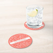 "Happy 70 th Birthday" Korallen/Weiße Zahlenmuster Runder Pappuntersetzer (Vor Ort)