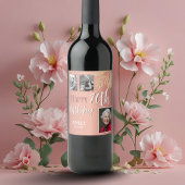 Happy 70th Birthday Gold Foliage 3 Photo Weinetikett