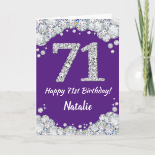 Happy 71. Geburtstag Lila und Silver Glitzer Card Karte