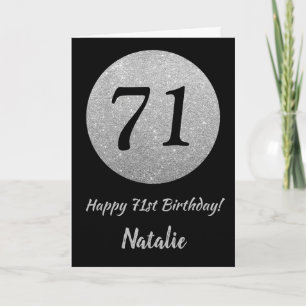 Happy 71. Geburtstagskarte Black and Silver Glitze Karte
