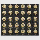 Happy 72. Geburtstag Black and Gold Glitzer Geschenkpapier (Flach)
