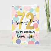 Happy 72. Geburtstag Pastel Rainbow Gold Frau Karte (Vorderseite)