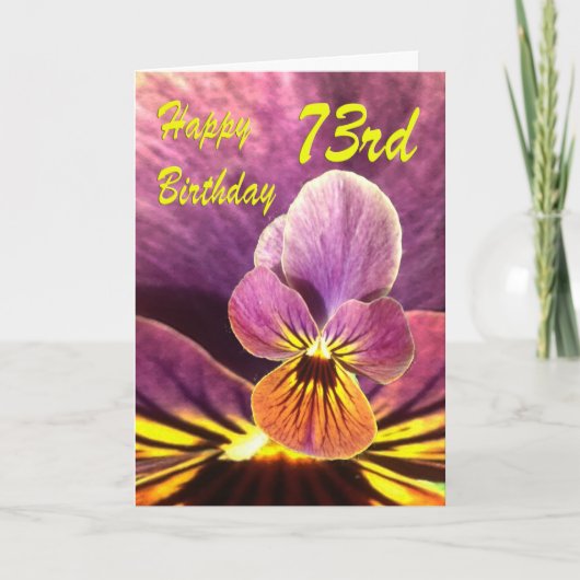Happy 73. Geburtstag Blume Pansy Karte (Vorderseite)