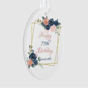 Happy 75. Geburtstag Grandma Gold geometrische Rah Ornament
