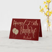 Happy 75. Geburtstag Name Gold Text Burgundy Karte (Gelbe Blume)