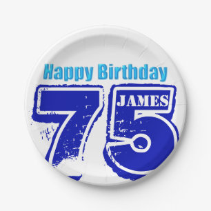 Happy 75. Geburtstag Personalisierte Papierplatte Pappteller