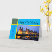 Happy 77. Geburtstag Caernarfon Castle Karte (Gelbe Blume)