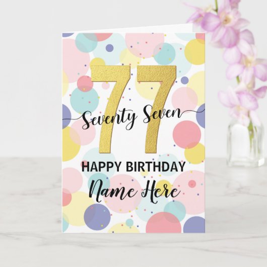 Happy 77. Geburtstag Pastel Rainbow Gold Frau Karte (Orchidee)