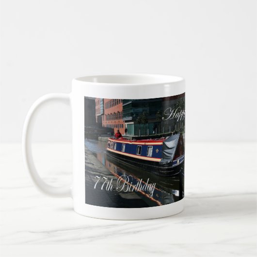 Happy 77. Geburtstagskanal Kaffeetasse (Links)