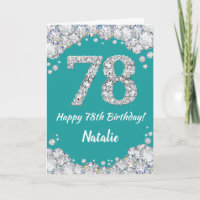 Happy 78. Geburtstag Aquamarine und Silberne Glitz