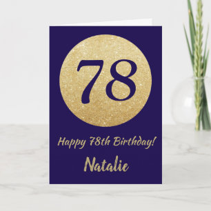 Happy 78. Geburtstag Navy Blue und Gold Glitzer Karte