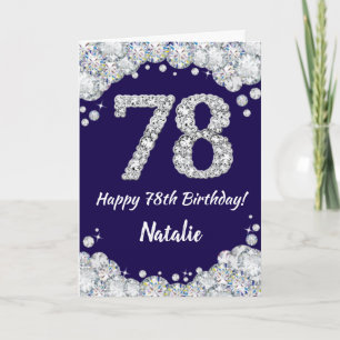 Happy 78. Geburtstag Navy Blue und Silver Glitzer Karte
