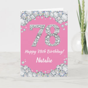 Happy 78. Geburtstag Pink und Silver Glitzer Card Karte