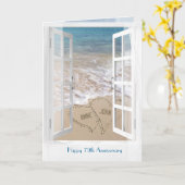 Happy 79th Anniversary open beach window Karte (Gelbe Blume)