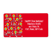 Happy 7th Birthday Address Labels, Red (Vorne)