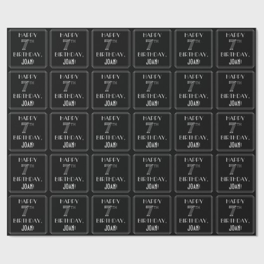 HAPPY 7TH BIRTHDAY; Art Deco Style w/ Custom Name Geschenkpapier (Flach)