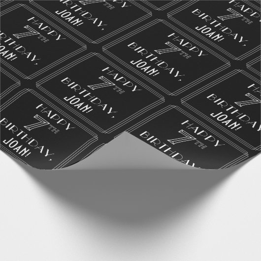 HAPPY 7TH BIRTHDAY; Art Deco Style w/ Custom Name Geschenkpapier (Ecke)