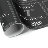 HAPPY 7TH BIRTHDAY; Art Deco Style w/ Custom Name Geschenkpapier (Rolleneckpunkt)