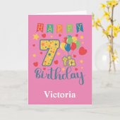 Happy 7th Birthday Card Karte (Gelbe Blume)