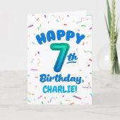 Happy 7th Birthday Card with Custom Name Karte (Vorderseite)
