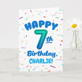 Happy 7th Birthday Card with Custom Name Karte