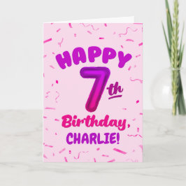 Happy 7th Birthday Card with Custom Name Karte