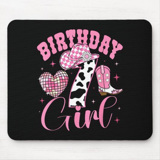 Happy 7th Birthday Girl Outfit Rodeo Western Cowgi Mousepad (Vorne)