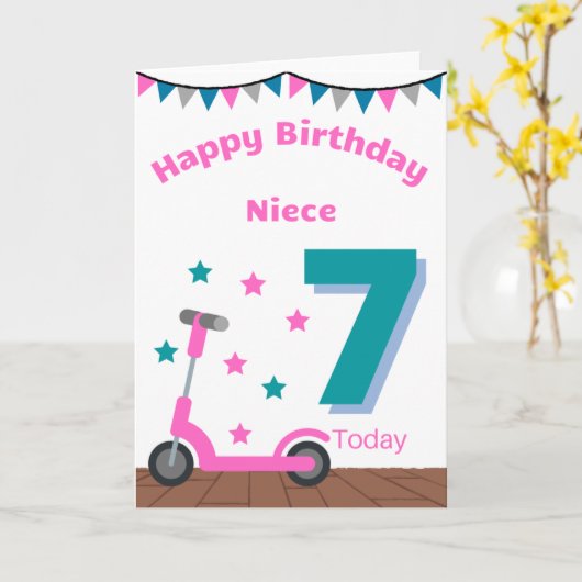 Happy 7th Birthday Niece Karte (Gelbe Blume)