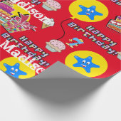 Happy 7th Birthday Wrapping Paper Balloons #7 Geschenkpapier (Ecke)