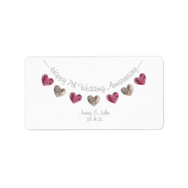 Happy 7th Wedding Anniversary Wolle Adressaufkleber