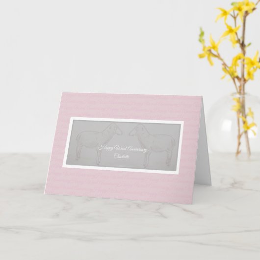 Happy 7th Wool Jubiläumsschaf Ehefrau / Ehemannsch Karte (Gelbe Blume)