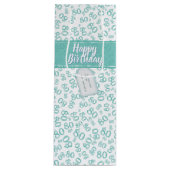 Happy 80. Aquamarin/weiß Zufallszahlenmuster Geschenktüte Für Weinflaschen (Vorderseite)