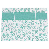 Happy 80. Aquamarin/weiß Zufallszahlenmuster Große Geschenktüte (Rückseite)