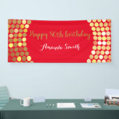 Happy 80. Geburtstag Banner Red Gold Glitzer (Messe)